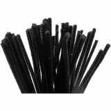 Chenilledraht, L 30 cm, Dicke 6 mm, Schwarz, 50 Stk/ 1 Pck