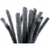 Chenilledraht, L 30 cm, Dicke 15 mm, Grau, 15 Stk/ 1 Pck