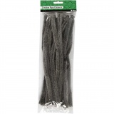 Chenilledraht, L 30 cm, Dicke 15 mm, Grau, 15 Stk/ 1 Pck