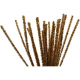 Chenilledraht, L 30 cm, Dicke 6 mm, Glitter, Gold, 24 Stk/ 1 Pck