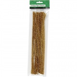 Chenilledraht, L 30 cm, Dicke 6 mm, Glitter, Gold, 24 Stk/ 1 Pck