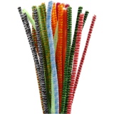 Chenilledraht, gestreifter, L 30 cm, Dicke 6 mm, Sortierte Farben, 30 sort./ 1 Pck