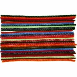 Chenilledraht, gestreifter, L 30 cm, Dicke 6 mm, Sortierte Farben, 30 sort./ 1 Pck