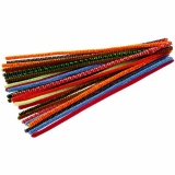 Chenilledraht, gestreifter, L 30 cm, Dicke 6 mm, Sortierte Farben, 30 sort./ 1 Pck