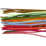Chenilledraht, gestreifter, L 30 cm, Dicke 6 mm, Sortierte Farben, 30 sort./ 1 Pck