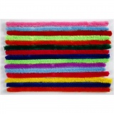 Chenilledraht, L 30 cm, Dicke 15 mm, Sortierte Farben, 15 sort./ 1 Pck