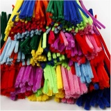 Chenilledraht, L 30 cm, Dicke 4+6+9 mm, Sortierte Farben, 700 sort./ 1 Pck