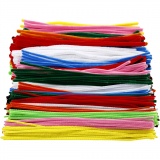 Chenilledraht, L 30 cm, Dicke 4+6+9 mm, Sortierte Farben, 700 sort./ 1 Pck