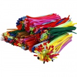 Chenilledraht, L 30 cm, Dicke 4+6+9 mm, Sortierte Farben, 700 sort./ 1 Pck