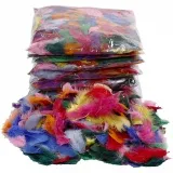 Daunen, Größe 7-8 cm, Sortierte Farben, 500 g, 10x50 g/ 1 Pck