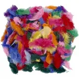 Daunen, Größe 7-8 cm, ca. 400 Stk, Sortierte Farben, 50 g/ 1 Pck
