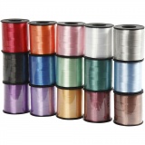 Kräuselband - Sortiment , B 10 mm, Glänzend, Sortierte Farben, 15x50 m/ 1 Pck