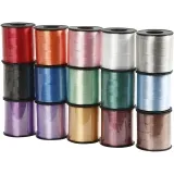 Kräuselband - Sortiment , B 10 mm, Glänzend, Sortierte Farben, 15x50 m/ 1 Pck