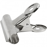 Bulldog-Klammer aus Messing, B 7,5 cm, Silber, 6 Stk/ 1 Pck