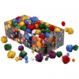 Glitzer-Pompons, D 15-40 mm, Glitter, Kräftige Farben, 300 g/ 1 Pck