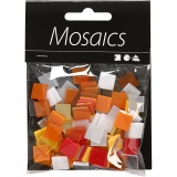 Mini-Mosaik, Größe 10x10 mm, Dicke 2 mm, Harmonie in Rot-Orange, 25 g/ 1 Pck