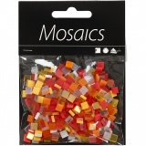 Mini-Mosaik, Größe 5x5 mm, Dicke 2 mm, Harmonie in Rot-Orange, 25 g/ 1 Pck