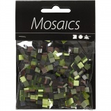 Mini-Mosaik, Größe 5x5 mm, Dicke 2 mm, Grün mit Glitter, 25 g/ 1 Pck