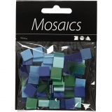 Mini-Mosaik, Größe 10x10 mm, Dicke 2 mm, Harmonie in Blau-Grün, 25 g/ 1 Pck