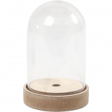Plastikglas Glocke auf Holzfuß, H 12,5 cm, D 8 cm, 1 Pck