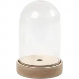 Kunststoff-Glasglocke auf Holzfuß, H 12,5 cm, D 8 cm, 1 Pck