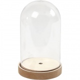 Plastikglas Glocke auf Holzfuß, H 18 cm, D 11 cm, 1 Pck