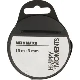 Satinband, B 3 mm, Schwarz, 15 m/ 1 Rolle