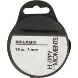 Satinband, B 3 mm, Schwarz, 15 m/ 1 Rolle