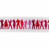 Bedrucktes Satinband, B 15 mm, Rosa, 6 m/ 1 Rolle