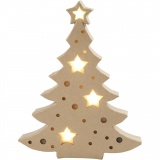 Leuchtende Pappmaché-Figur, Weihnachtsbaum, H: 27 cm, Tiefe 4 cm, B: 21,5 cm, 1 Stk