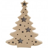 Leuchtende Pappmaché-Figur, Weihnachtsbaum, H 27 cm, T 4 cm, B 21,5 cm, 1 Stk