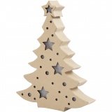Leuchtende Pappmaché-Figur, Weihnachtsbaum, H 27 cm, T 4 cm, B 21,5 cm, 1 Stk