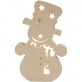 Leuchtende Pappmaché-Figur, Schneemann, H 27 cm, T 4 cm, B 17,5 cm, 1 Stk