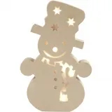 Leuchtende Pappmaché-Figur, Schneemann, H 27 cm, T 4 cm, B 17,5 cm, 1 Stk