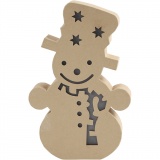Leuchtende Pappmaché-Figur, Schneemann, H 27 cm, T 4 cm, B 17,5 cm, 1 Stk