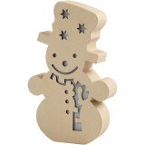 Leuchtende Pappmaché-Figur, Schneemann, H 27 cm, T 4 cm, B 17,5 cm, 1 Stk