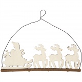 Weihnachtsschmuck, Schlitten mit Rentieren, H 8 cm, T 0,5 cm, B 22 cm, 1 Stk