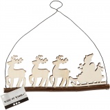 Weihnachtsschmuck, Schlitten mit Rentieren, H 8 cm, T 0,5 cm, B 22 cm, 1 Stk