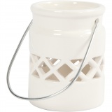 Kerzenbehälter/Laterne, H: 8 cm, D 6,2 cm, Weiß, 6 Stk/ 1 Box