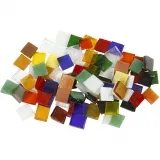 Mosaiksteine aus Glas, Größe 10x10 mm, Dicke 3 mm, ca. 700 Stk, Transparent, 454 g/ 1 Pck