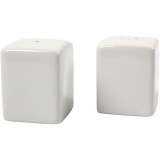 Salz- und Pfefferstreuer, H 6 cm, Größe 5x5 cm, Glänzend, Weiß, 6 Set/ 1 Pck
