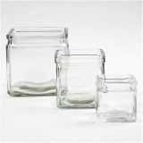 Kerzenglas, H 5,5 cm, Größe 5,5x5,5  cm, 12 Stk/ 1 Box