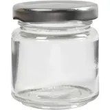 Einmachgläser, H 6,5 cm, D 5,7 cm, 100 ml, Transparent, 12 Stk/ 1 Pck