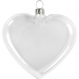 Glasherz, H 9 cm, B 7.8 cm, Dicke 2,1 cm, 6 Stk/ 1 Pck