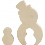 2in1 - Holzfigur, Schneemänner, H 7,7+20 cm, T 2 cm, B 5,3+11,3 cm, 1 Set