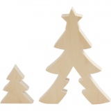 2in1 - Holzfigur, Weihnachtsbäume, H: 8+20 cm, Tiefe 2 cm, B: 6,5+14,5 cm, 1 Set