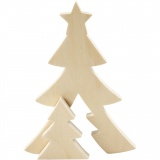 2in1 - Holzfigur, Weihnachtsbäume, H 8+20 cm, T 2 cm, B 6,5+14,5 cm, 1 Set