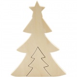 2in1 - Holzfigur, Weihnachtsbäume, H 8+20 cm, T 2 cm, B 6,5+14,5 cm, 1 Set