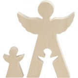 2in1 - Holzfigur, Engel, H 7,8+20 cm, T 2 cm, B 4,5+14,3 cm, 1 Set