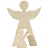 2in1 - Holzfigur, Engel, H 7,8+20 cm, T 2 cm, B 4,5+14,3 cm, 1 Set